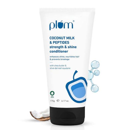 Plum Coconut Milk & Peptides Conditioner for Dull & Rough Hair | 175gm | Provides Soft, Smooth & Silky Hair I Enhances Shine, nourishes & prevents breakage | Women & Men I