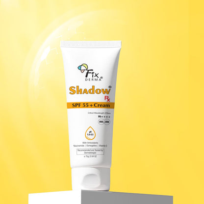 Fixderma Shadow SPF 55+ Cream PA++++ | Sunscreen for Dry Skin | Hybrid Sunscreen with UVA & UVB Filters, Antioxidants, IR Protection and Blue Light Protection Lightweight - 75gm