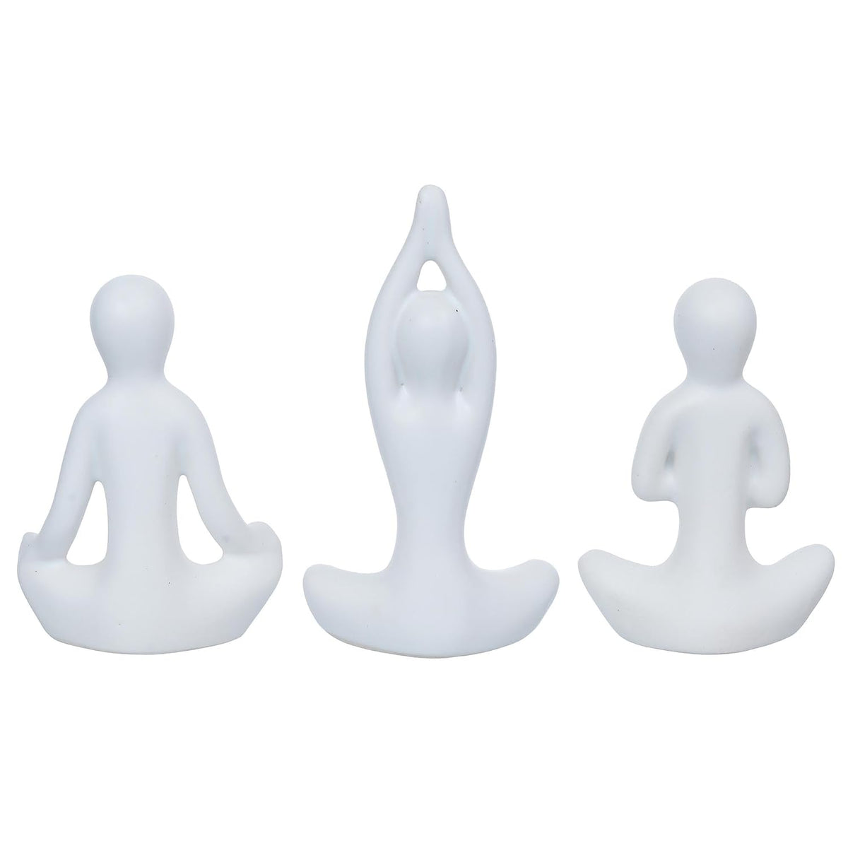 eCraftIndia Set of 3 White Ceramic Meditation Yoga Pose Statue | Yoga Women Figurine Home Decor Items Showpiece for Meditation Room Living Room Bedroom Table Shelf TV Unit | Gift for Birthday