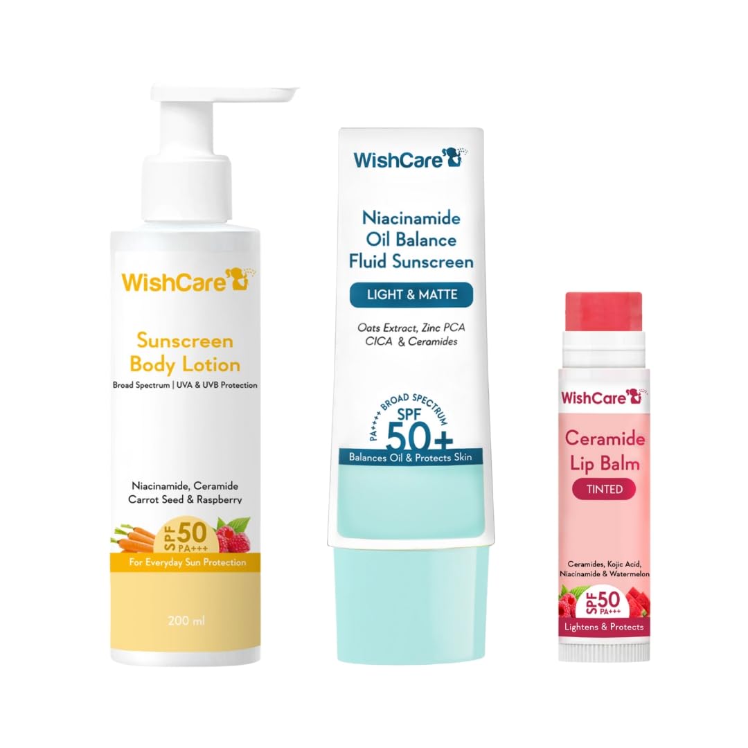 Three WishCare skincare products on a white background