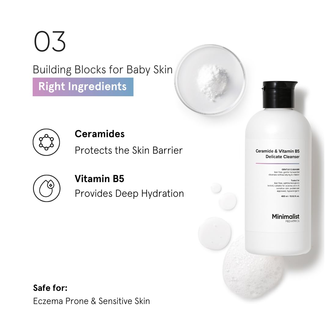 Minimalist Gentle Baby Body Wash for Bath from Head to Toe | Proven Safe & Pediatrician Approved Baby Wash for Daily Use | Tear-free | pH 5.5 | Ceramide & Vitamin B5 Delicate Cleanser | 400 ml