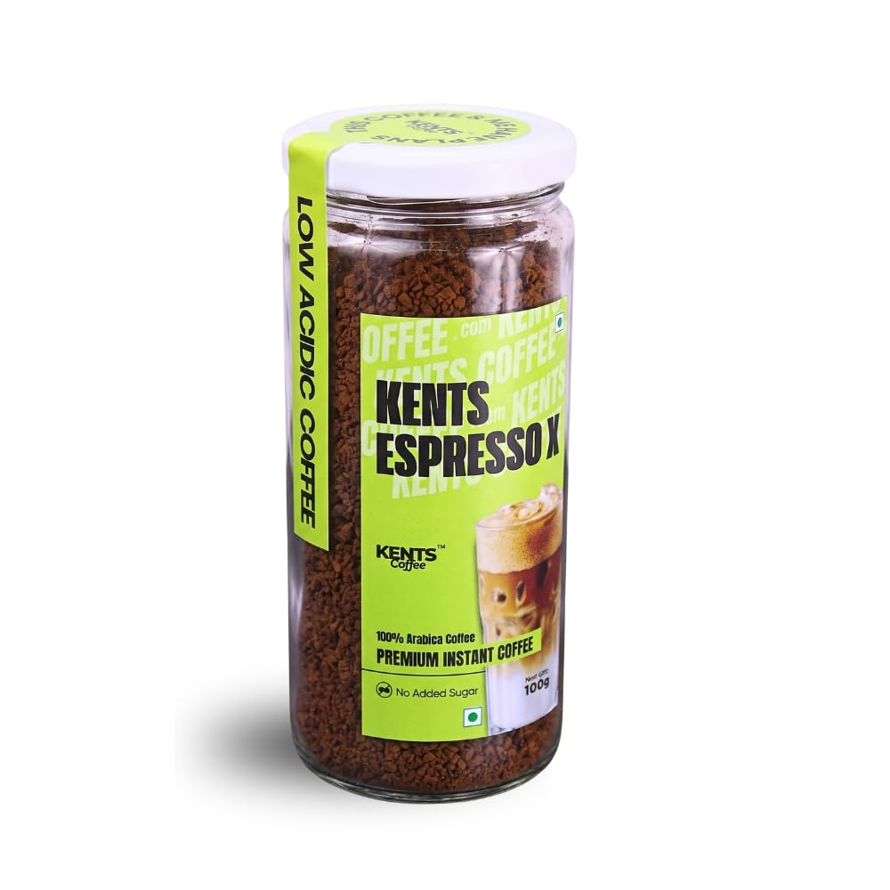 Espresso X Dark Roast Instant Coffee Glass Jar | LOW ACIDIC COFFEE | 100% Arabica Coffee | Pure Chikmagalur Powder | No Sugar, No Chicory | NON FLAVOURED | Make Café Style Hot or Cold Coffee, black Coffeee, Cappuccino, Latte at Home | Serves 35-40 Cups