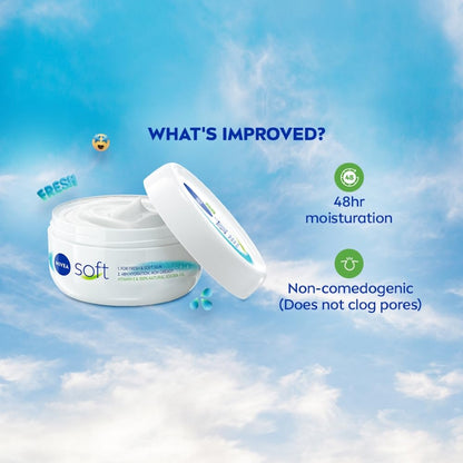 NIVEA Soft Light Moisturizer, 300 ml | Instant Hydration with Vitamin E & Jojoba Oil | Non-Greasy Cream for Face, Body and Hands | For Smooth, Healthy Skin