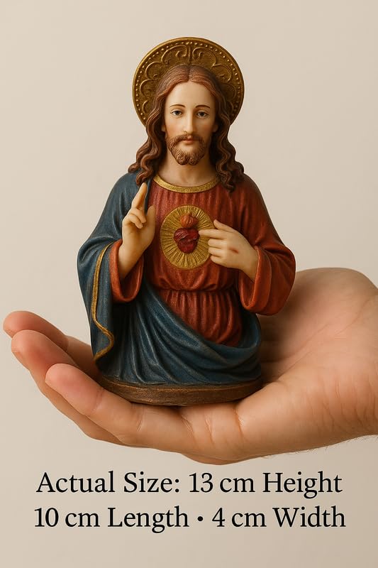 Sacred Heart of Jesus Statue | Christmas Prayer Idol for Home Church, Car Dashboard God Idol, Xmas Dcor Showpiece, Spiritual Idol & Devotional Gift for Positive Energy
