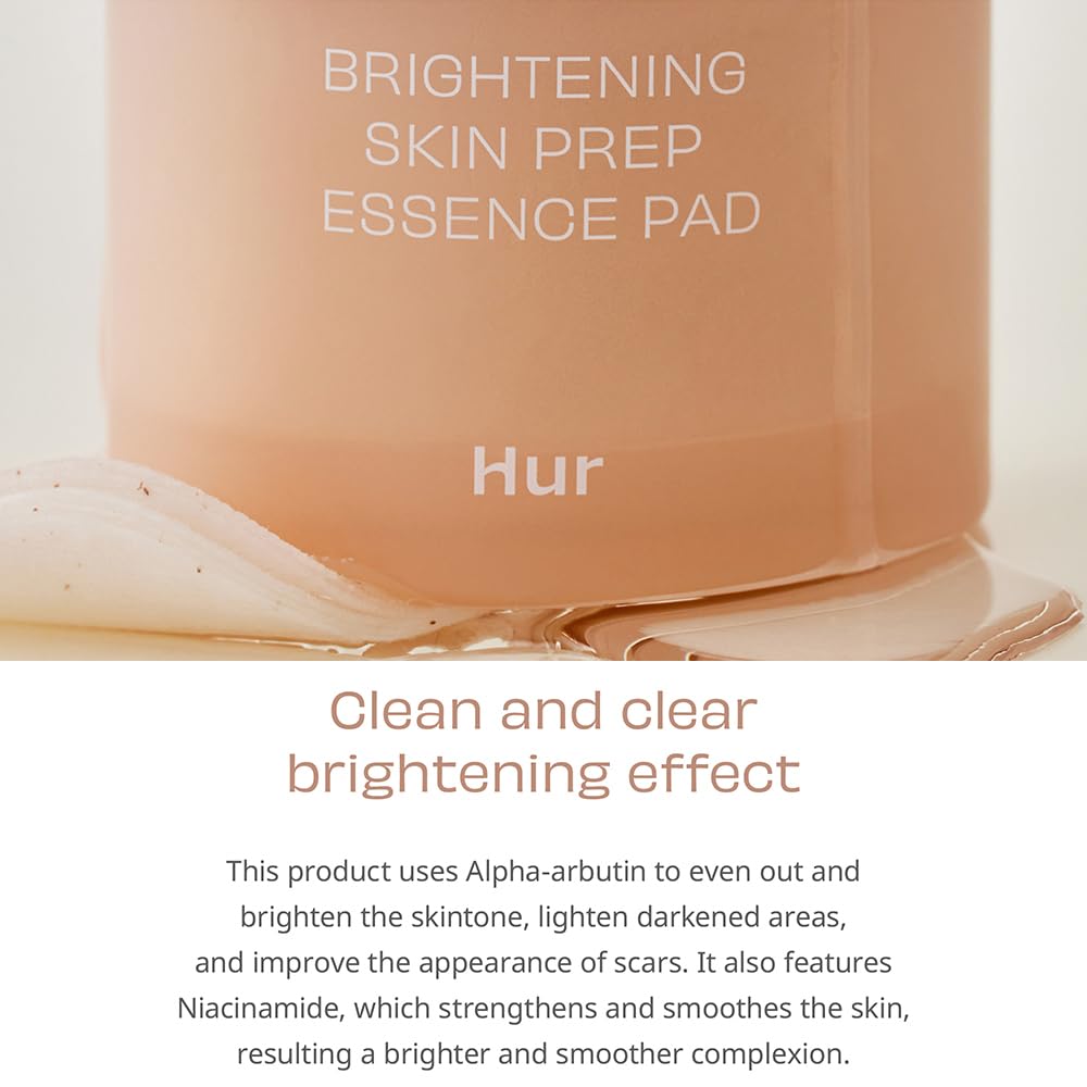 House of Hur Brightening Skin Prep Essence Pad (70 pads) - Brightning, Exfoliating, Hydrating Soft Cotton Essence Pads, Moisture Barrier, Reduce Hyperpigmentation – 140ml