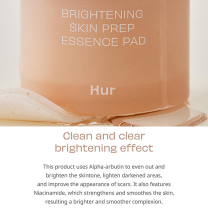 House of Hur Brightening Skin Prep Essence Pad (70 pads) - Brightning, Exfoliating, Hydrating Soft Cotton Essence Pads, Moisture Barrier, Reduce Hyperpigmentation – 140ml