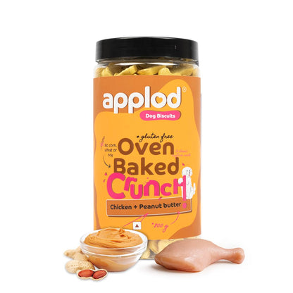 applod Crunch-a-Licious Chicken & Peanut Butter Dog Biscuits for Puppies & Adult Dogs | Gluten-Free Crunchy Treats Made with Real Chicken Protein | Healthy Training & Reward Snacks | 800g