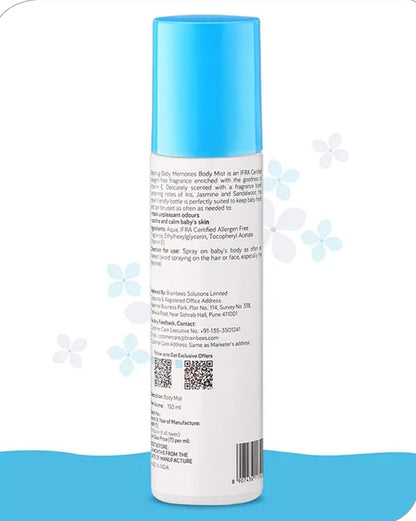 Babyhug Baby Memories Body Mist - 150ml | Hydrate on-the-go with super-light, fast-absorbing Vitamin E | IFRI Certififed Allergen Free Fragrance