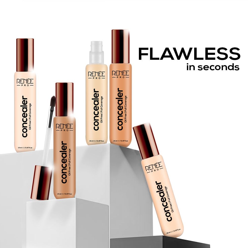 RENEE PRO Liquid Concealer - Cookie, Lightweight, Full Coverage, Long-Lasting, Buildable. Seamlessly Hides Blemishes & Dark Spots for Natural Finish. Infused with Vitamin A & Niacinamide 14ml