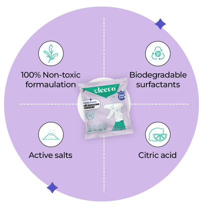 Cleevo All- Surface Cleaner- 1 Litre Bottle Pack | Plant-based Powerful Surface Cleaning Liquid for Tough Stains | Non-toxic Stain Remover for Home Surfaces Cleaning | Multi Surface Cleaner (Lavender)