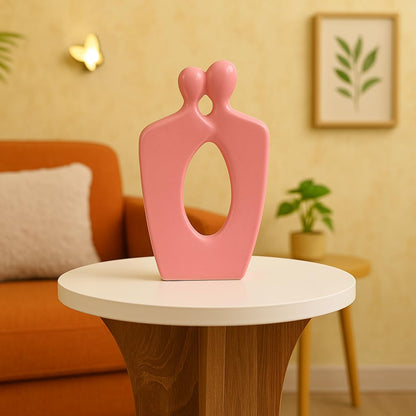 Inseparable Ceramic Couple Figurine | A Timeless Expression of Love & Unity | Elegant Décor for Any Setting – Pack of 1, Pink