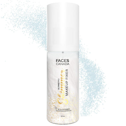 FACES CANADA Ultime Pro Shimmer Makeup Fixer, 50ml | Long Lasting Makeup Setting Spray | Keeps Makeup Intact | Glamourous Shimmer Finish | Hydrates, Soothes & Refreshes Skin | Alcohol Free