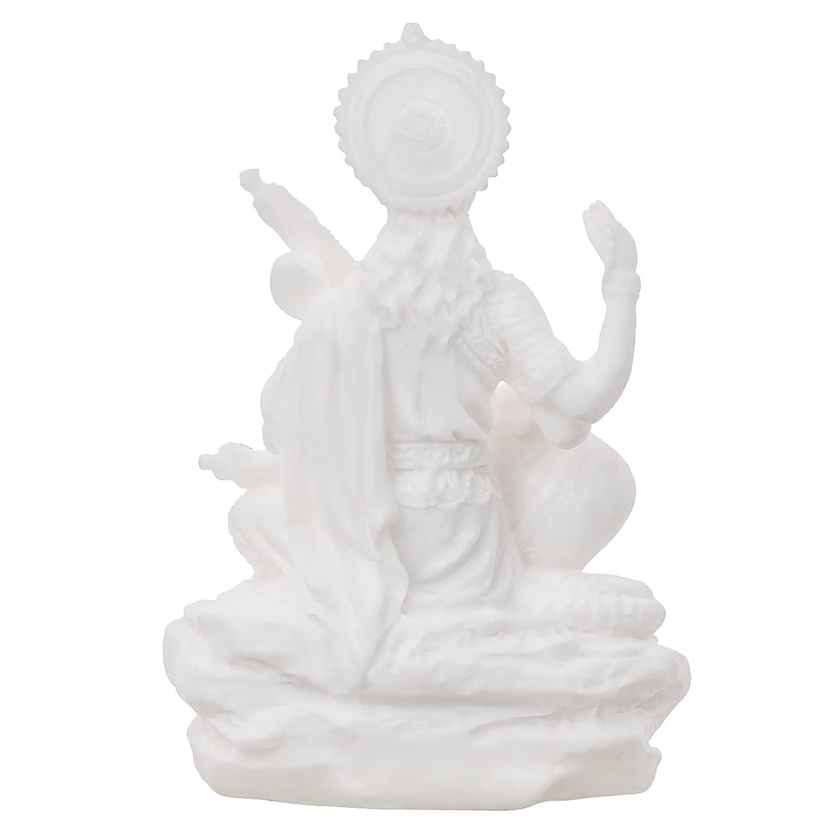 White Resin Goddess Saraswati Idol Playing Veena|Saraswati Murti for Home Temple Pooja Room Study Table School Library|Saraswati Statue Hindu Goddess of Knowledge Music Art Wisdom Learning