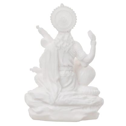 White Resin Goddess Saraswati Idol Playing Veena|Saraswati Murti for Home Temple Pooja Room Study Table School Library|Saraswati Statue Hindu Goddess of Knowledge Music Art Wisdom Learning