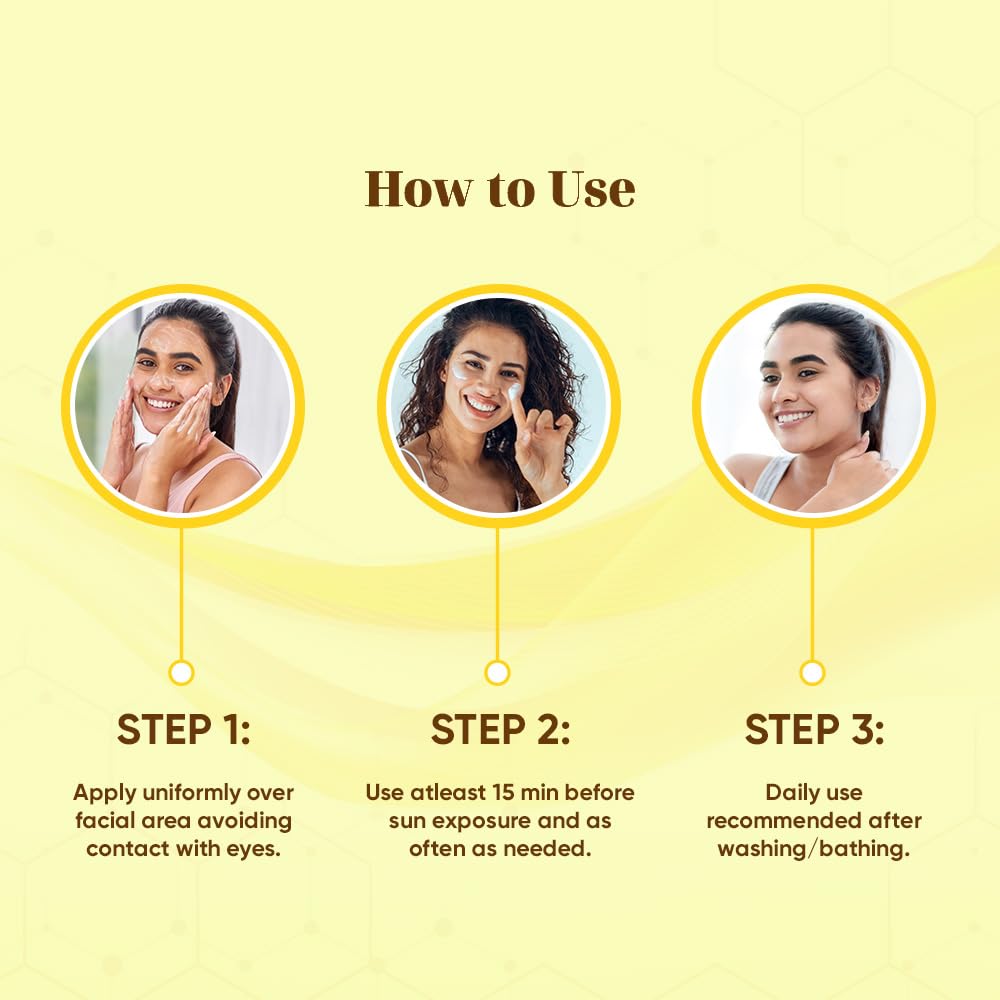 Instructions on how to use a skincare product with step-by-step guidance and a woman applying it.