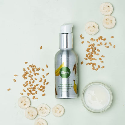 Vilvah Cream Face Wash | Fragrance-Free Face Wash for Dry & Sensitive Skin | Relieves Dryness & Flaking | Soothes & Nourishes Skin | pH-Balanced Gentle Cleanser with Coconut Milk, Banana Extract & Wheat Protein | 100ml