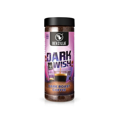 Bevzilla Black Roast (Dark Wish) Strong Coffee Powder - 200g | Make 100 Cups | Arabica Coffee Powder | Bold & Intense | Best for Espresso, Cappuccino, Latte | Hot & Cold Brew Ready