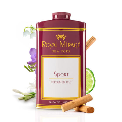 Royal Mirage Sport Deodorizing Talc | Silky Soft & Fresh Skin | Floral & Woody Notes | All-Day Refreshing Comfort | Ideal Post-Gym Talc | Energizing Scent | Unisex Powder | 250g