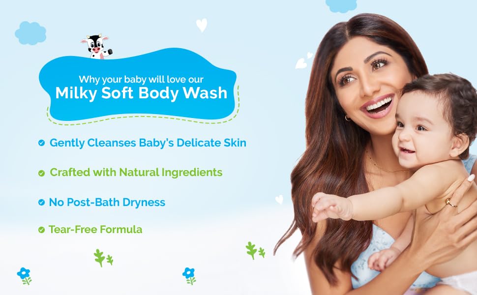 Mamaearth Milky Soft Body Wash for Babies with Oats, Milk and Calendula (400 ml)