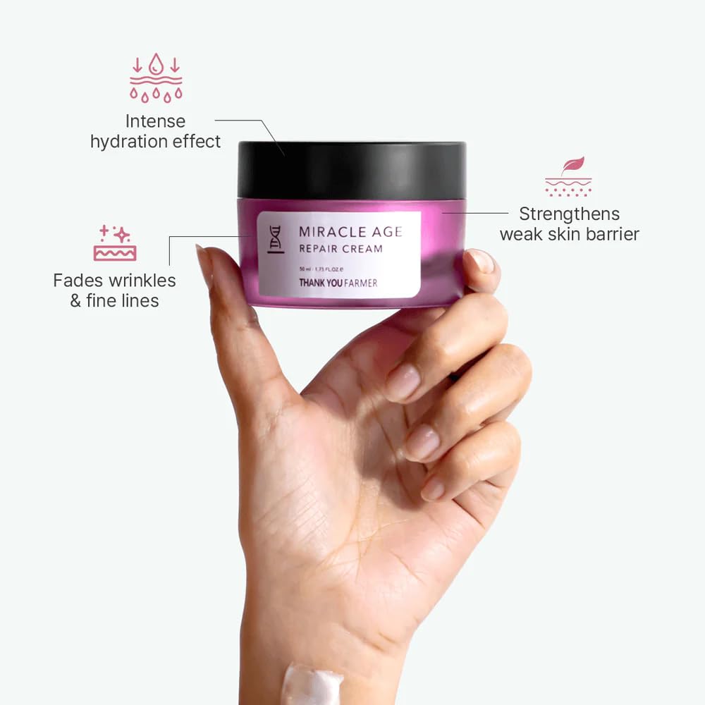 THANKYOU FARMER Miracle Age Repair Cream (50ml) Korean Anti-Aging Face Cream | Deep Hydration, Dark Spot Remover & Firming Anti-Wrinkle Face Cream | Nourishing Moisturizer for All Skin Types