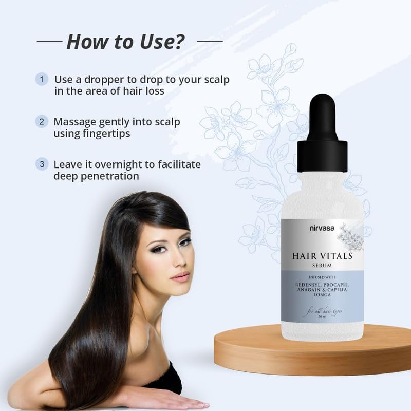 Nirvasa Hair Vitals Hair Growth Serum (50ml) | With 3% Redensyl, Procapil & Saw Palmetto | Natural DHT Blocker for Hair Fall Control & Growth | Fast Absorption, Non-Sticky & Non-Irritating