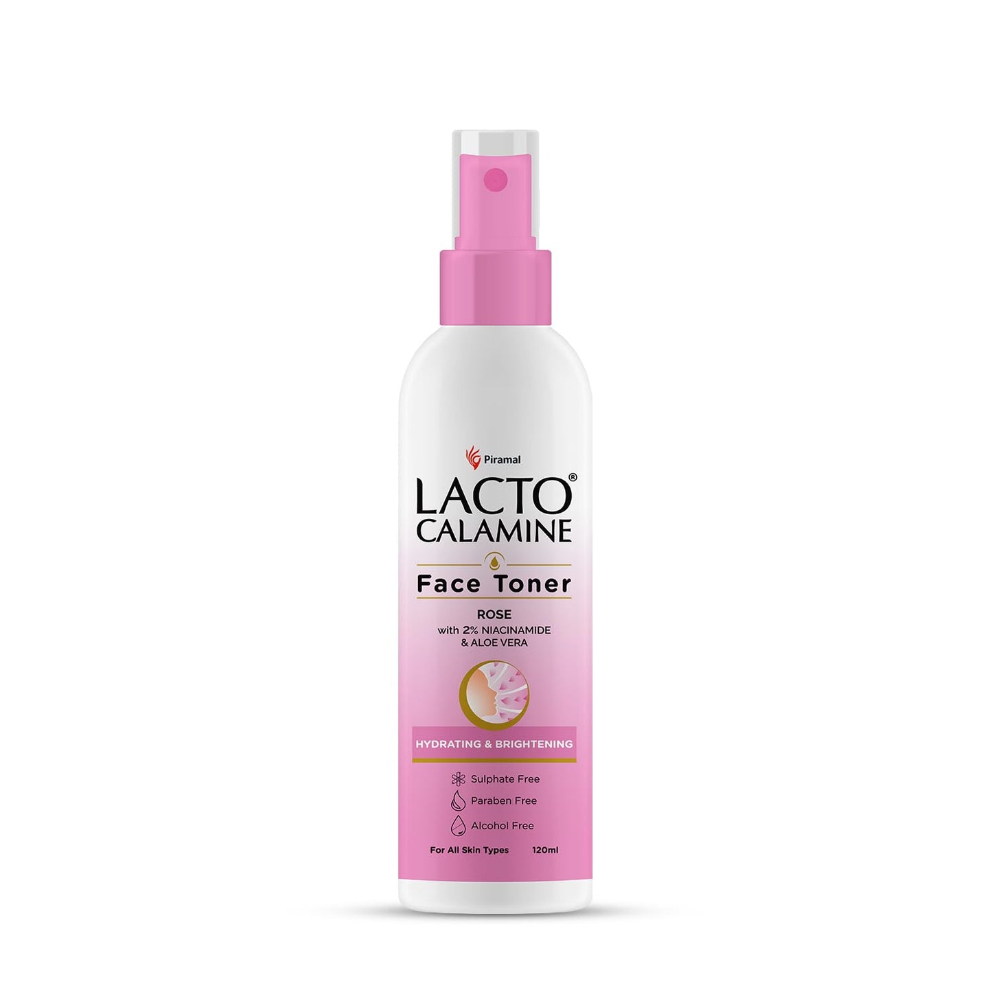 Lacto Calamine Rose Water Toner For Glowing Skin | 120ml | Gulab Jal Face Toner | Rosewater with Aloe Vera & 2% Niacinamide | Cleanses, Hydrates & Moisturises Skin | No Sulphate, Alcohol, & Parabens