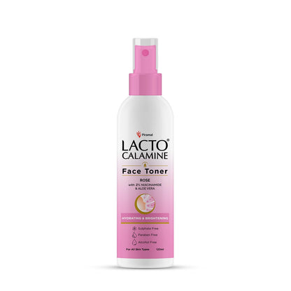 Lacto Calamine Rose Water Toner For Glowing Skin | 120ml | Gulab Jal Face Toner | Rosewater with Aloe Vera & 2% Niacinamide | Cleanses, Hydrates & Moisturises Skin | No Sulphate, Alcohol, & Parabens