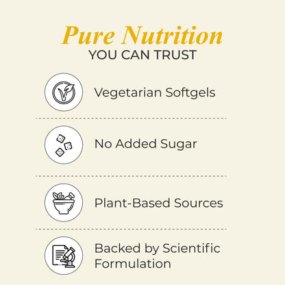 NUTRELA Patanjali 1500 mg Omega 3 6 7 9 for Men & Women - 60 Veg Softgel | Strength Supplement for Muscle, Bone, Heart, Eye, Skin & Brain with EPA 200mg & DHA 150mg