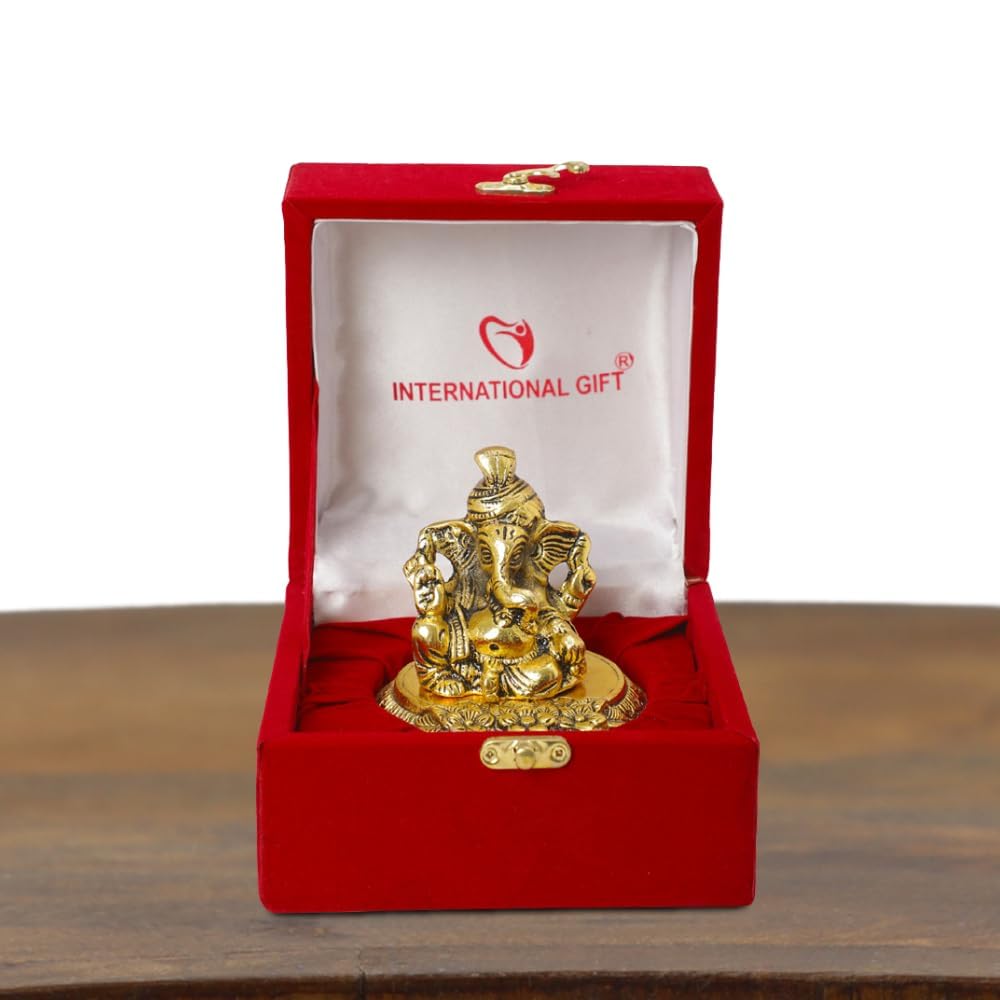 Pagdi Ganesh Idol Showpiece | 'Congratulations' Tag with Velvet Box & Carry Bag | Ideal for Weddings, Housewarmings, and Festive Celebrations