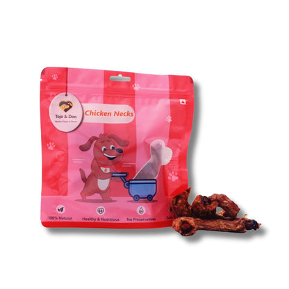 Tojo & Don Dehydrated Chicken Necks for Dogs, 200 g | Natural Chicken Dog Treats & Dental Chews | Single Ingredient | Grain-Free & Gluten-Free | Crunchy Treats for Puppies & Adult Dogs