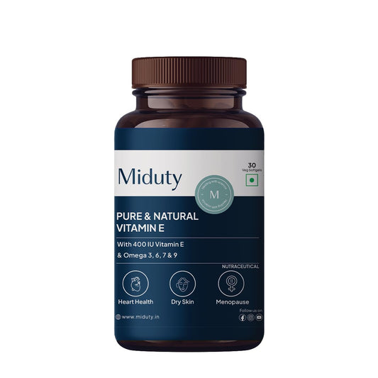 Zephivo Miduty by Palak Notes Pure Natural Vitamin E Capsules, Enhanced with Omega-3-6 - 7-9 - Sea Buckthorn Berry Oil - Boosts Immunity - Balance cholesterol - Better Heart health - 30 Softgel
