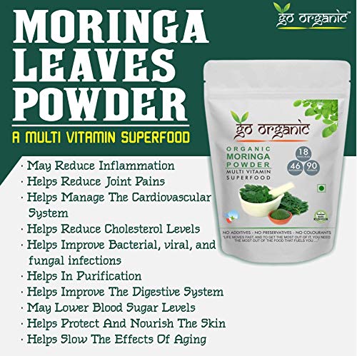 Go Organic Pure Moringa Leaf Powder 300g | Organic Moringa Oleifera Superfood for Immunity & Energy Boost | Natural Leaf Powder