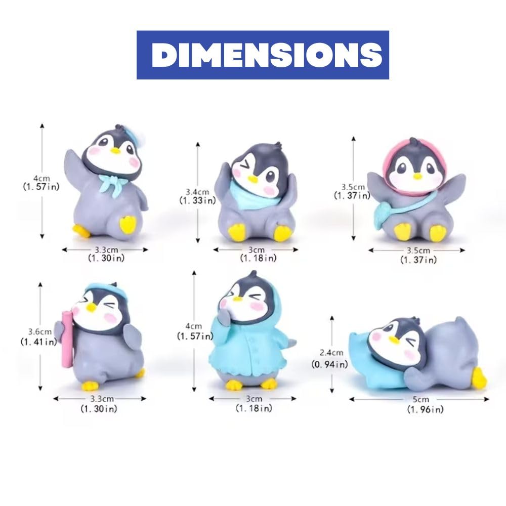 Miniature Showpiece Birthday Gift for Girls Kids, Penguin Showpiece Set of 6 for Home Decor Items, Car Dashboard Items, Table Decoration Items, Valentine Day Gift for Girlfriend