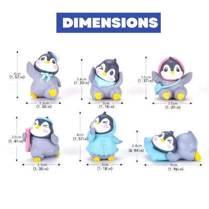 Miniature Showpiece Birthday Gift for Girls Kids, Penguin Showpiece Set of 6 for Home Decor Items, Car Dashboard Items, Table Decoration Items, Valentine Day Gift for Girlfriend