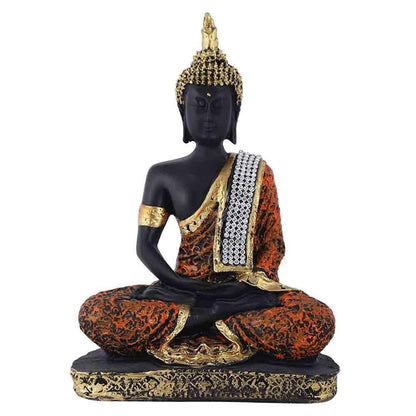 Meditating Sitting Buddha Statue showpiece Idol Home Decor Items for Living Room and Gifts(Orange,Black)