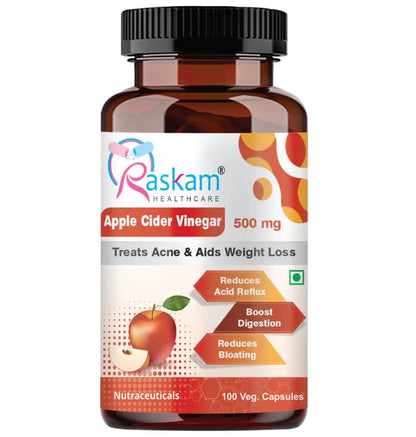 Apple Cider Vinegar 500 mg for Weight Loss management & Gut Health Supplement | Supports Metabolism & Heart Wellness | 100 Veg Capsules