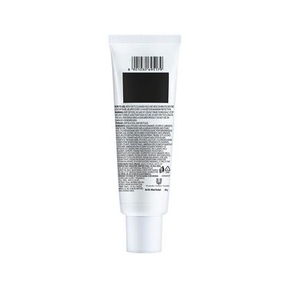 White tube with black label on a white background