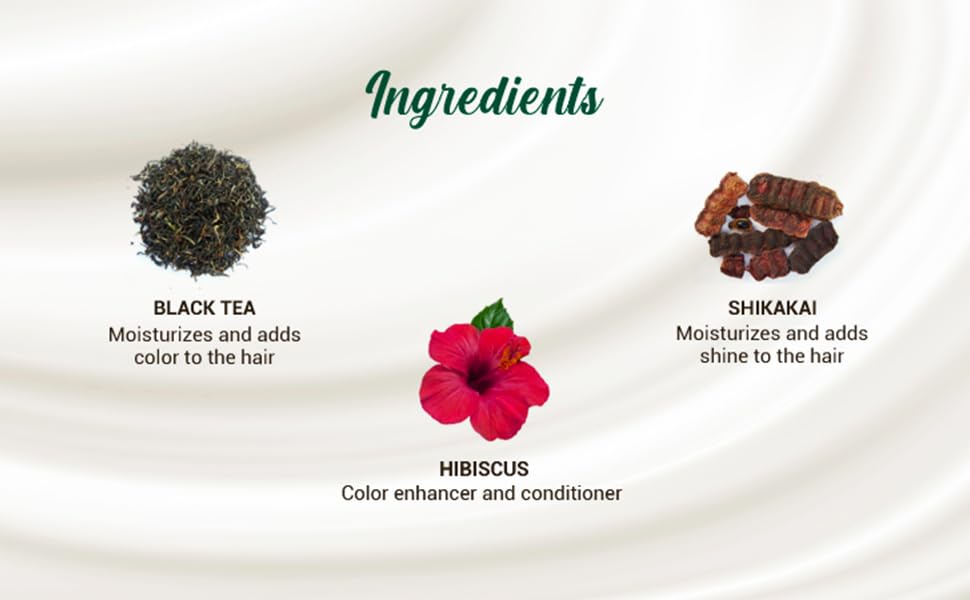 Ingredients of a hair care product displayed with corresponding text on a white background