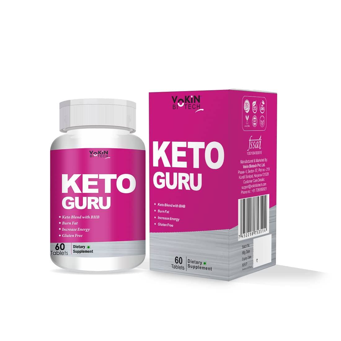 Keto Guru supplement bottle and packaging on a white background