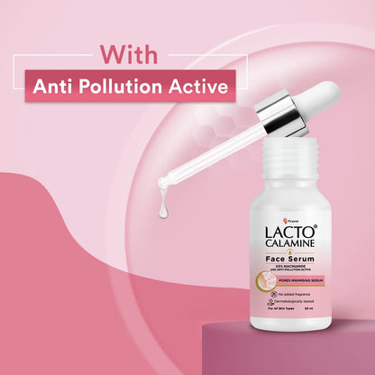 Lacto Calamine 10% Niacinamide Face Serum | 30ml | Pore Minimizing, Acne Marks, Blemishes & Oil Balancing | Face Serum for Women & Men | Reduces Pigmentation | Dermatologically Tested & Fragrance Free