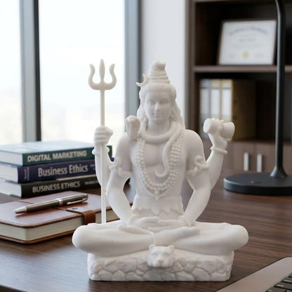 Shivji Idol for Car Dashboard, Home Temple & Office Desk | Compact Resin Mahadev Murti for Puja Room, Table Decor & Spiritual Gift | Small Lord Shiva Statue (Shiva Idol White)