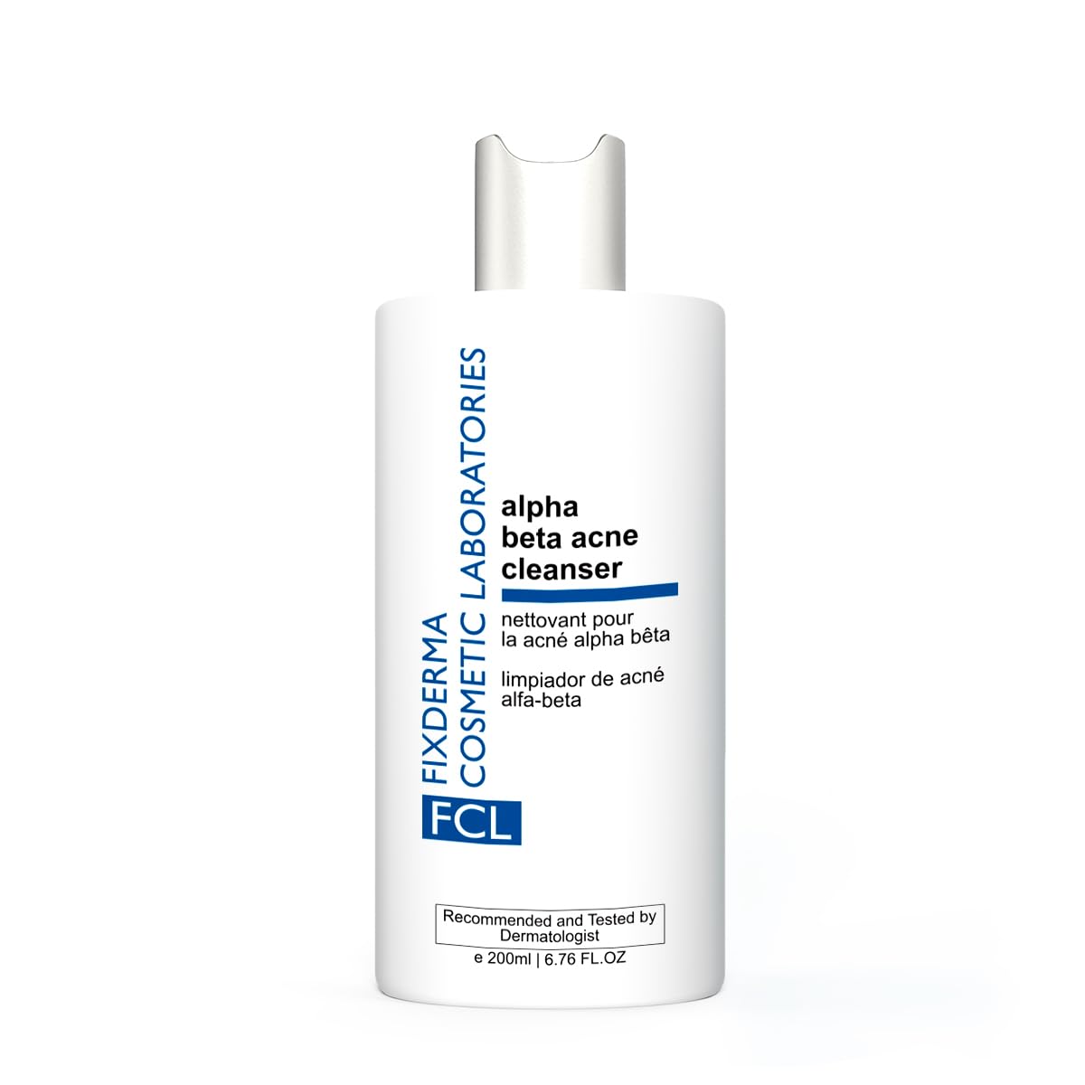 FIXDERMA COSMETIC LABORATORIES Alpha Beta Acne Cleanser, Reduces Pimples, Regulates Sebum Production, Deep Pore Cleansing, Soap Free And Non-Comedogenic Formulation 200ml (Pack Of 1)