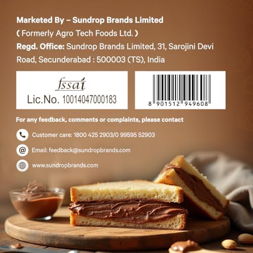 Sundrop Peanut Butter with Chocolate | Crunchy | 500 grams | With 21% Protein | 6.4% Dietary Fibre | Premium Roasted Peanuts | Great Value Per Gram of Protein I Low in Sodium