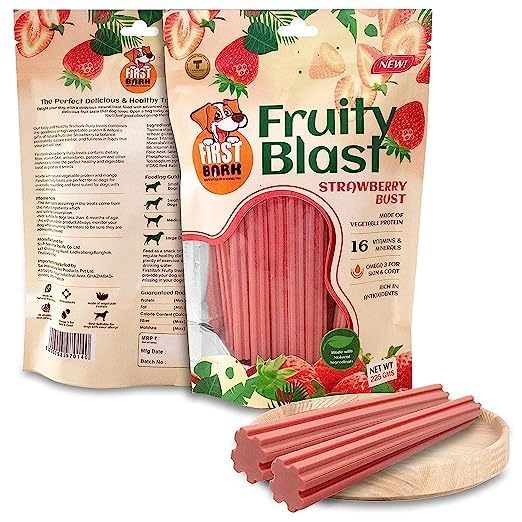 First Bark Fruity Blast Dog Treat Strawberry 225g (Pack of 1) All Life Stages Sold By Dogsncats