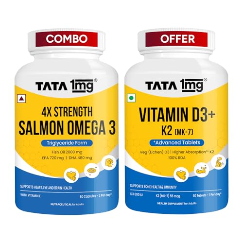 Tata 1mg Salmon 4x 60 + Tata 1mg Vitamin D3 K2 60
