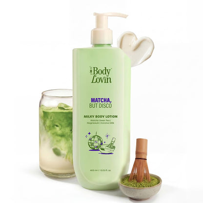 Plum BodyLovin’ Matcha, But Disco Milky Body Lotion | Calming & Smoothening Body Lotion | Lightweight Milky Hydration | Matcha Green Tea, Magnesium & Coconut Milk | Lactonic Matcha Fragrance | 400 ml