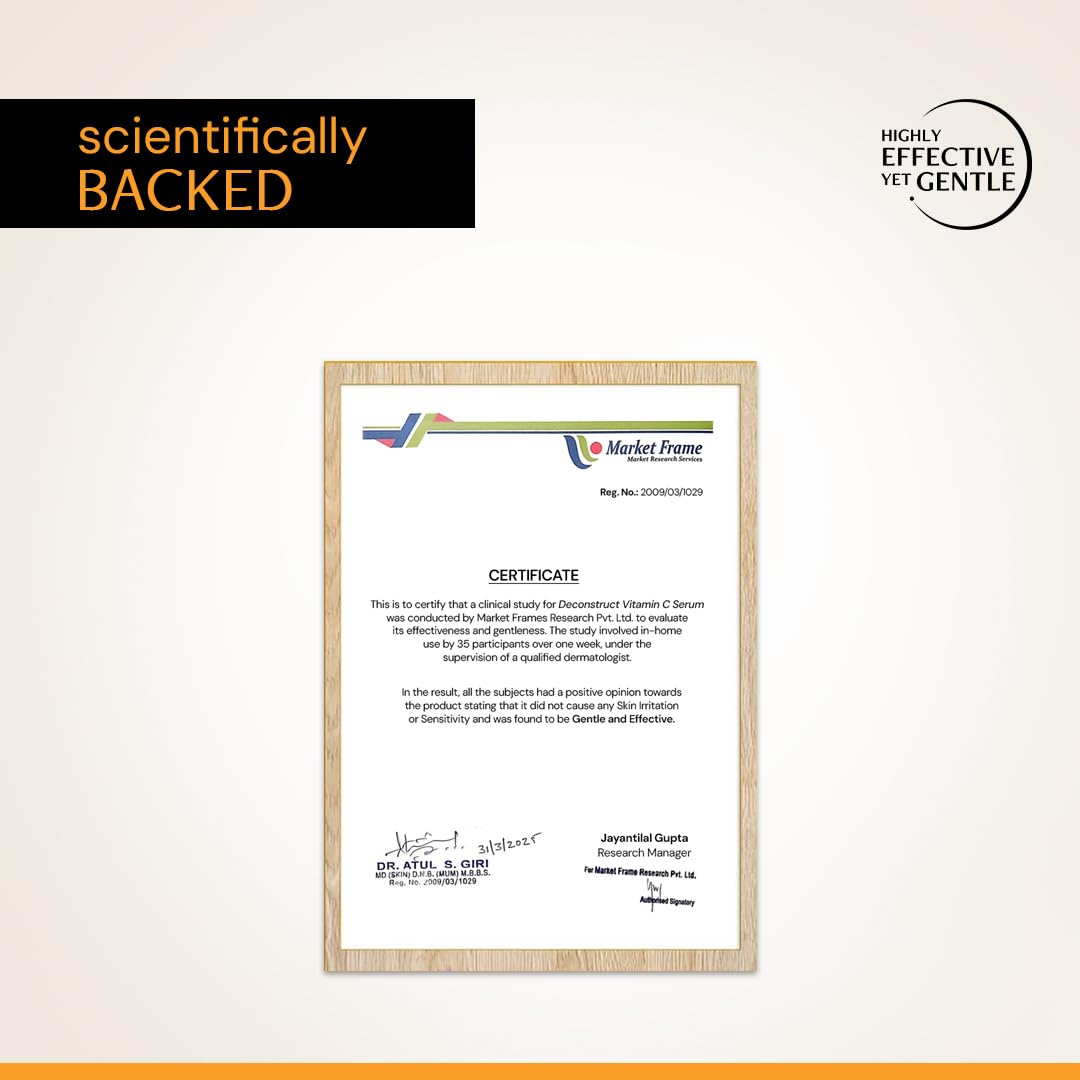 Framed certificate with Market Frame Research logo on a white background