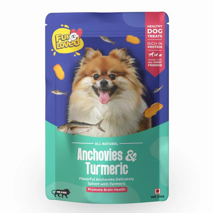 Fur Loved Anchovies & Turmeric Dog Treats - Natural Omega-3 Rich Snacks (30 GM)