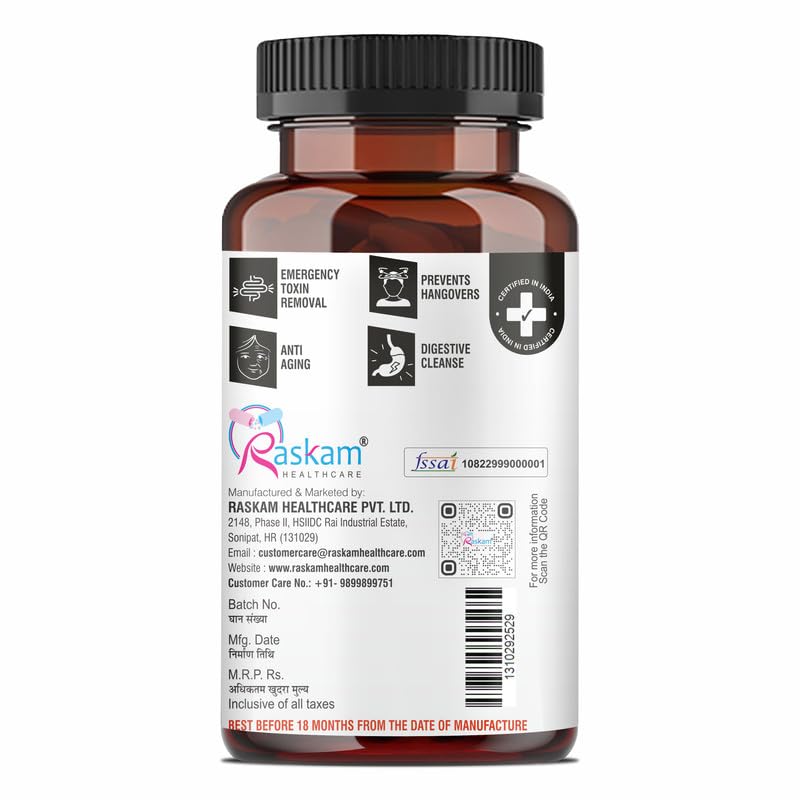 Activated Charcoal | Helps in Digestion, Bloating, Liver & Kidney Detox | 100 Veg Capsules