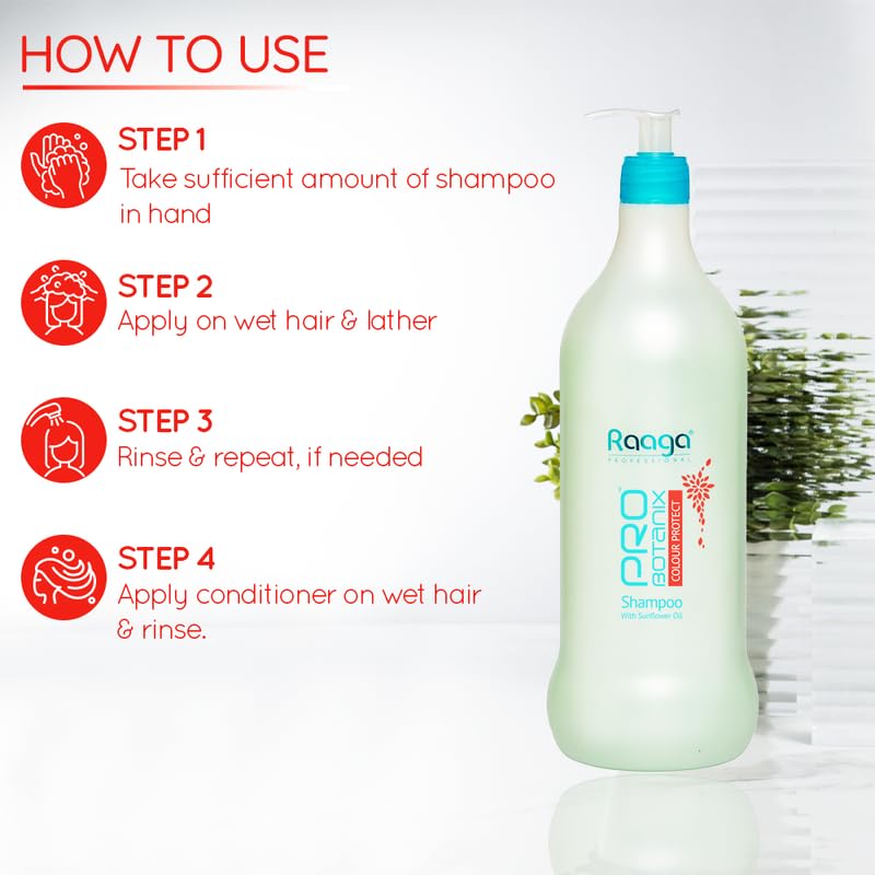 Raaga Professional Pro Botanix Colour Protect Shampoo with Sunflower Oil | Helps Protect and Retains Hair Color, Reduces Breakage | Suitable For Men and Women (1000 ml)